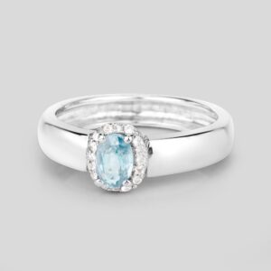Blue Zircon Ring, Natural Blue Zircon Oval Sterling Silver Ring For Women, December Birthstone Ring, Blue Gemstone Ring, Zircon Promise Ring