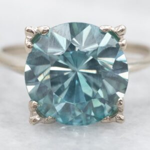 Blue Zircon Solitaire Ring, 14k White Gold, December Birthstone Blue Zircon Solitaire Ring, 14k White Gold, December Birthstone