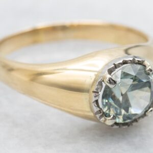 Bold Statement Ring with Blue Zircon for Gentleman or Lady