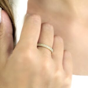 Cz Delicate Gold Vermeil Ring · 18k Gold Vermeil Two-row Ring · Pave Setting Clear Zircon Ring · Dainty Stackable Ring · Ring For Women Cz Delicate Gold Vermeil Ring · 18k Gold Vermeil Two-row Ring · Pave Setting Clear Zircon Ring · Dainty Stackable Ring · Ring For Women