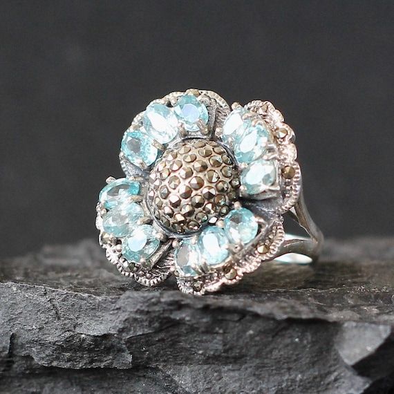Natural Blue Zircon Ring Size 8.5 Sterling Silver Jewelry 925, Birthstone Jewelry Lion, Sagittarius, Aries, Zircon Jewelry Sky Blue Ring