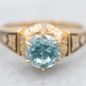 Victorian 14k Gold Blue Zircon Solitaire Ring Victorian 14k Gold Blue Zircon Solitaire Ring