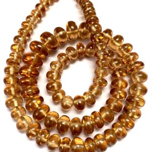 AAA++ Golden Zircon Smooth Rondelle Beads 7mm-11mm Golden-Brown Zircon Gemstone Beads 15” Zircon Smooth Beads Zircon Rondelle Shape Beads