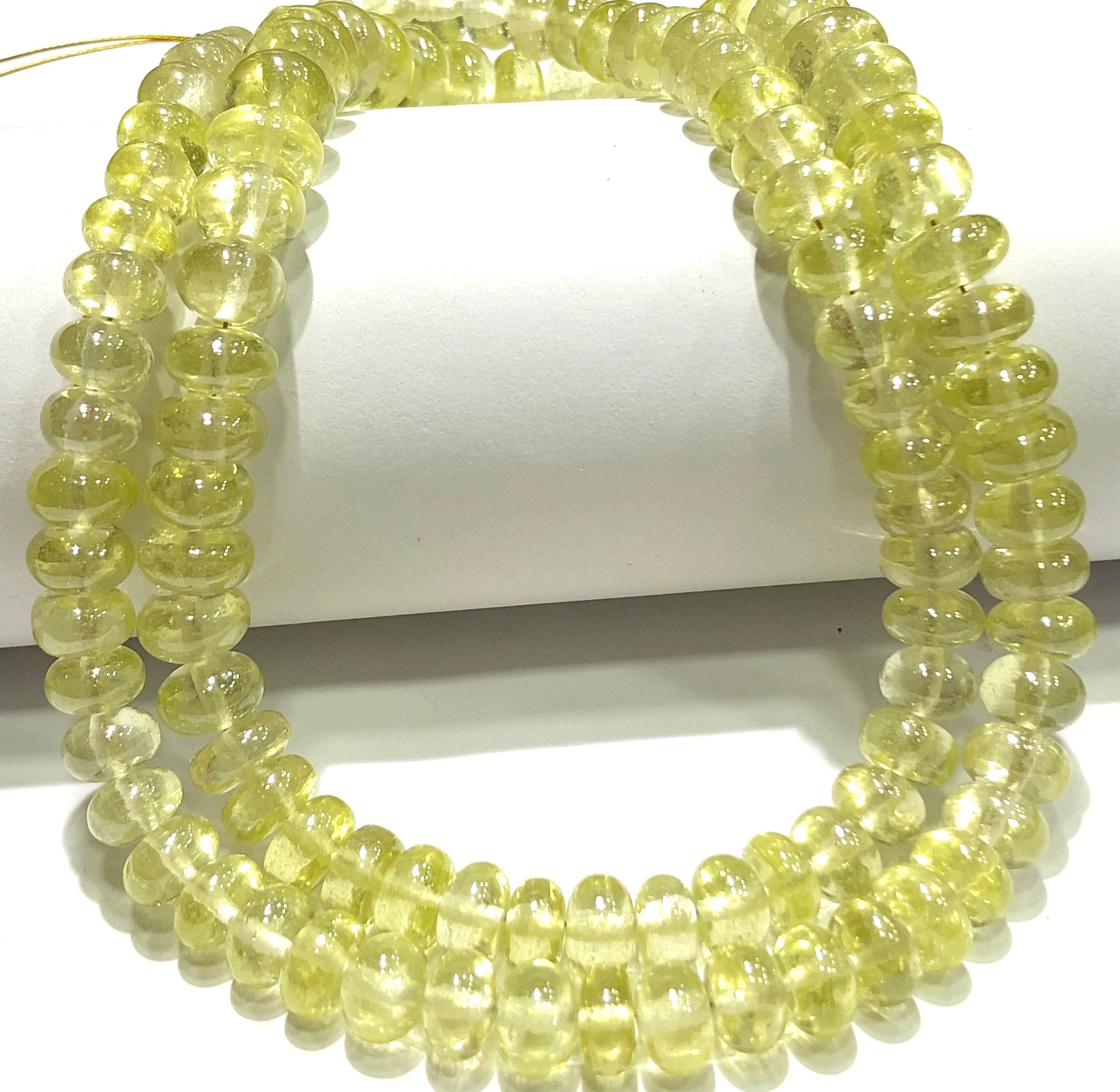 Aaa+ Gorgeous~~yellow Green Zircon Smooth Rondelle Shape Bead Natural Light Green Zircon Rondelle Beads Yellow Zircon Gemstone Beads Smooth