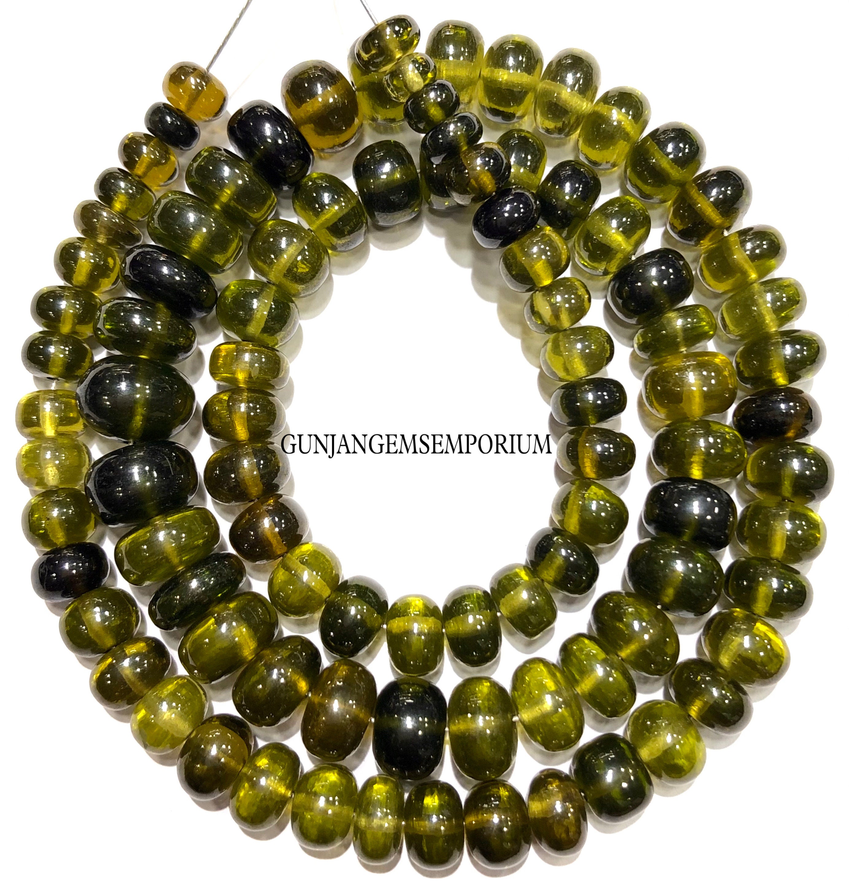 Aaa+ Oilish Green Zircon Smooth Rondelle Beads Natural Green Zircon Rondelle 6-9mm Zircon Beads Hand Polished Smooth Zircon Stone Beads Rare
