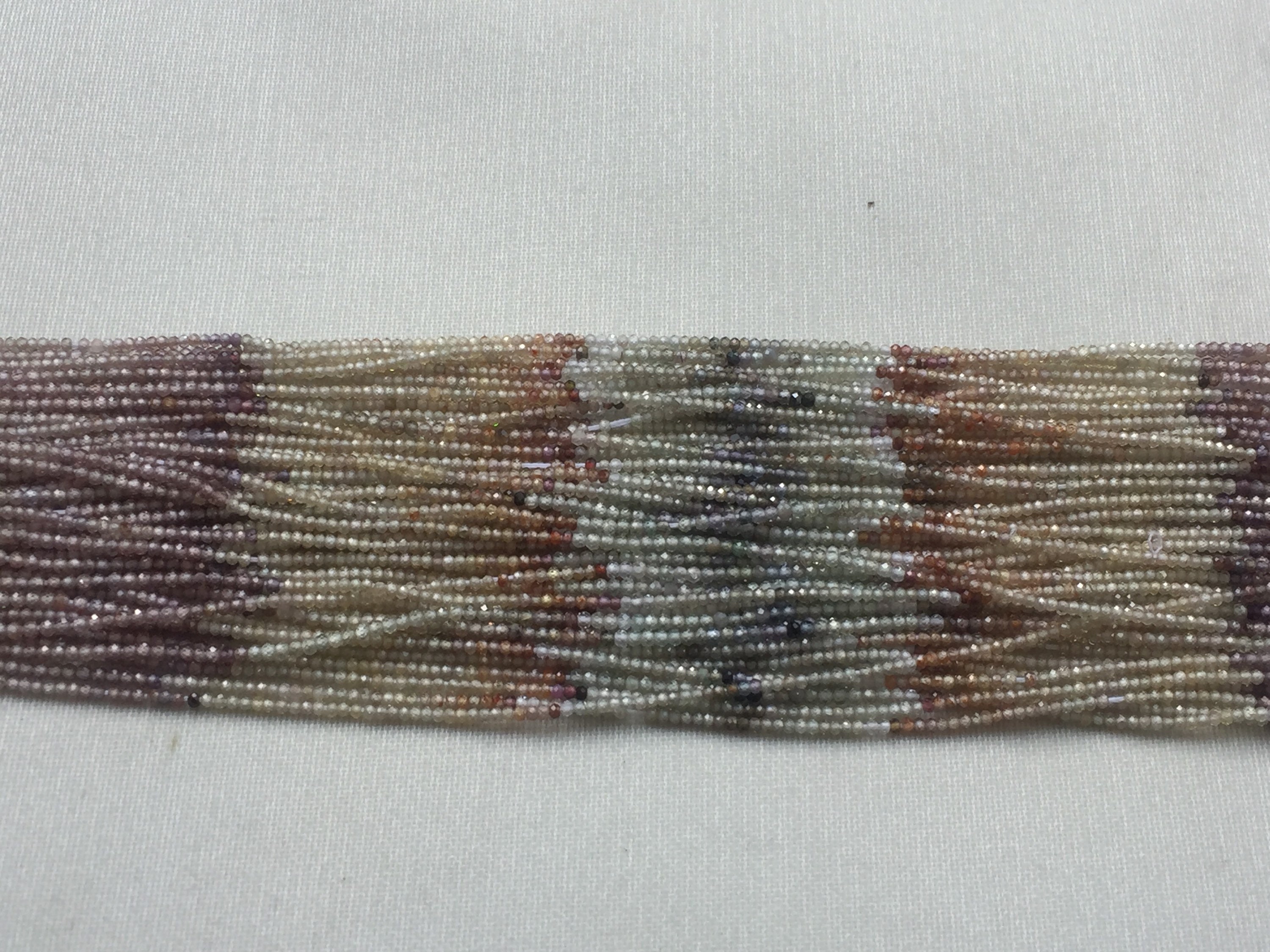 Bead Multi Zircon Rondelle Facetted 1.75mm 12" Each