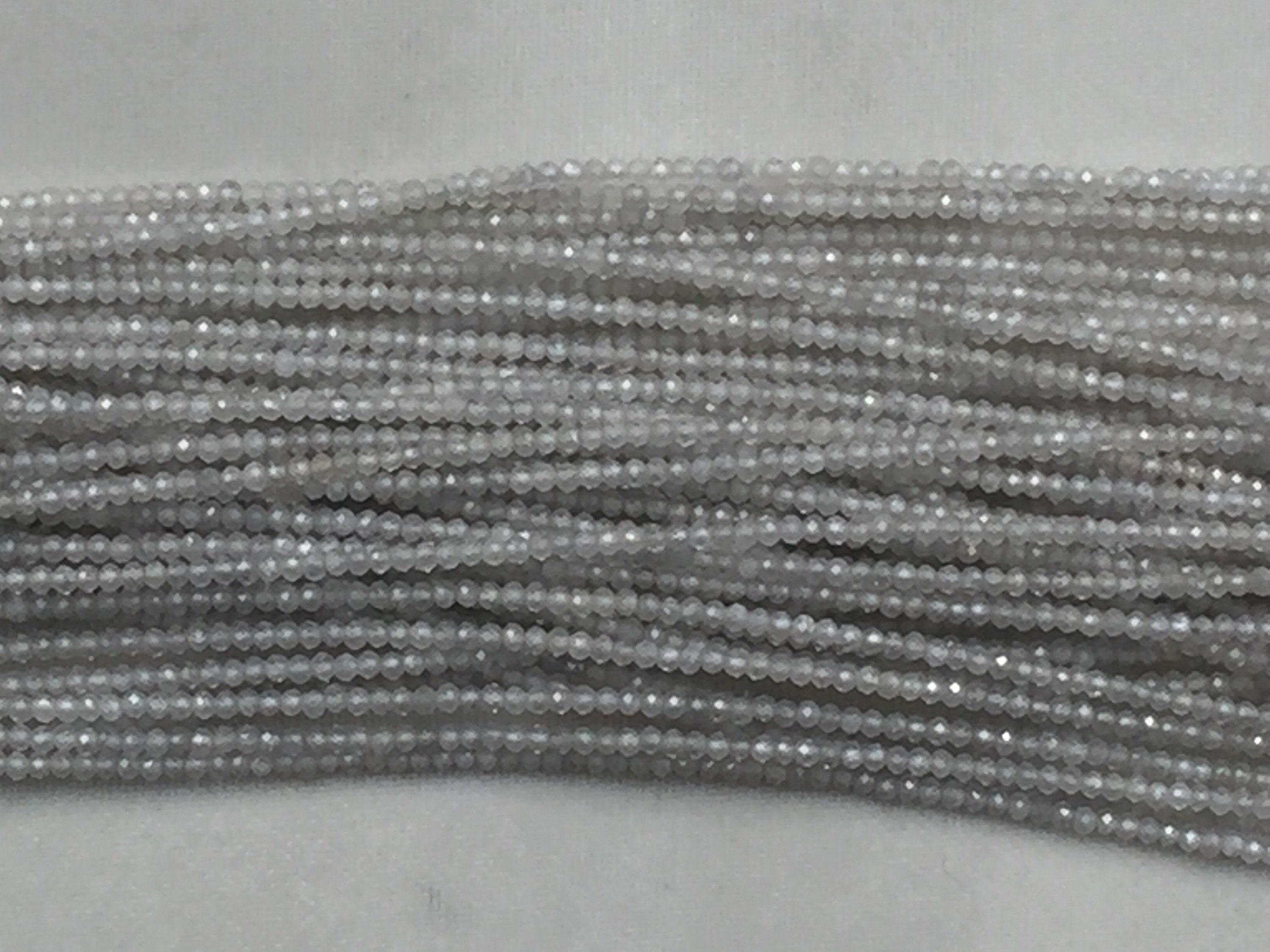 Bead White Zircon 2mm Rondelle Facetted 12" Each