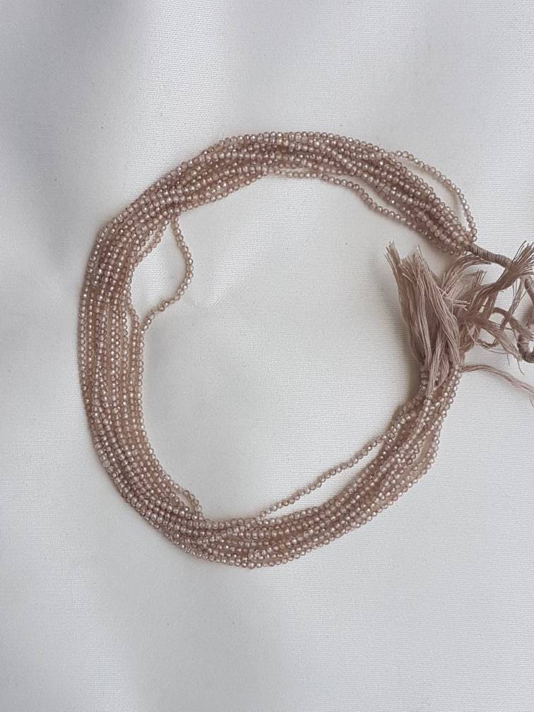 Brown Zircon Facetted Rondelle 2mm Beads 13" Each