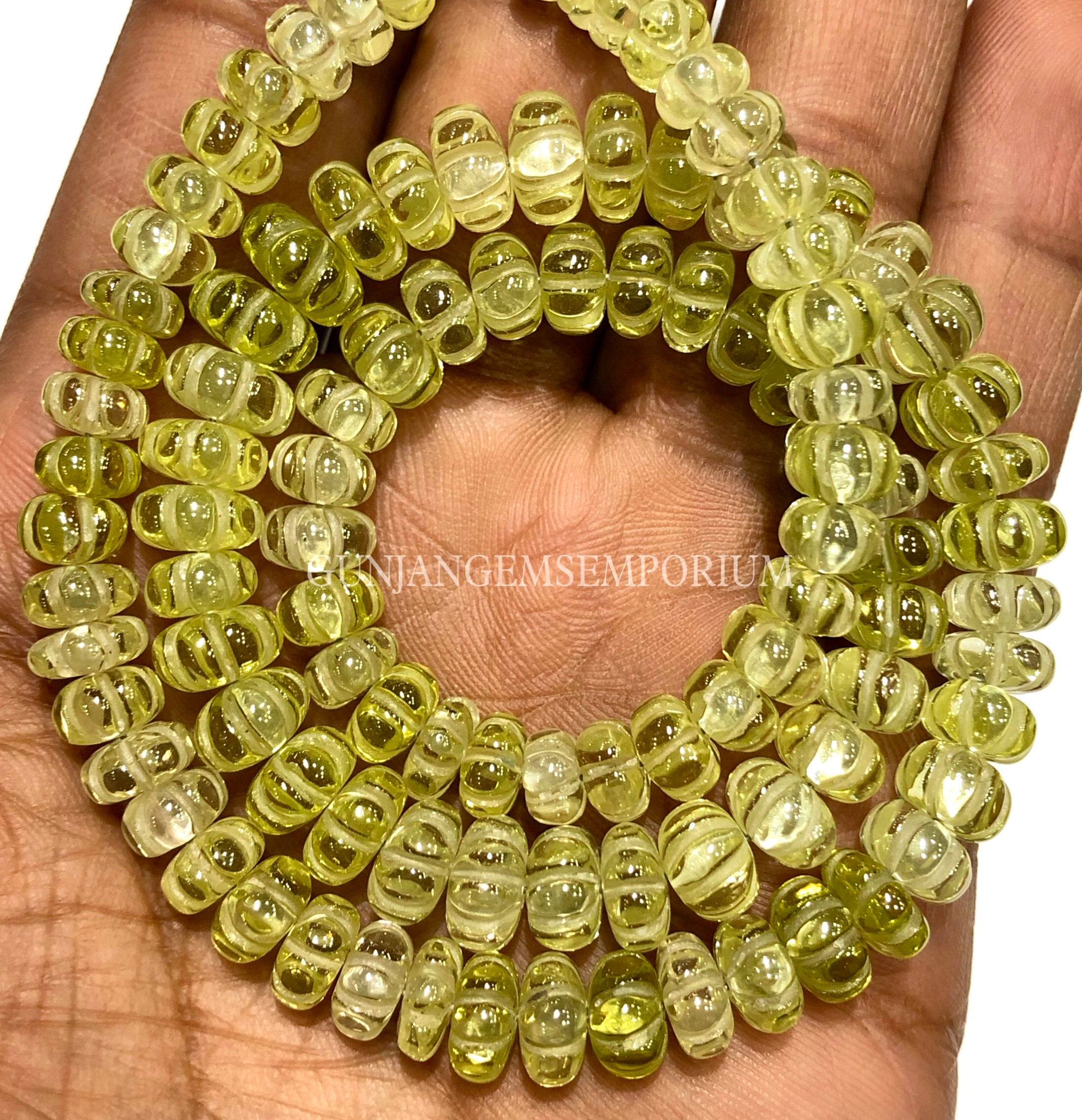 Rare Aaa+ Yellow Zircon Carved Melon Beads 7-8mm Ceylon Yellow Zircon Rondelle Carved Beads Zircon Gemstone Beads Wholesale Gemstone Shop