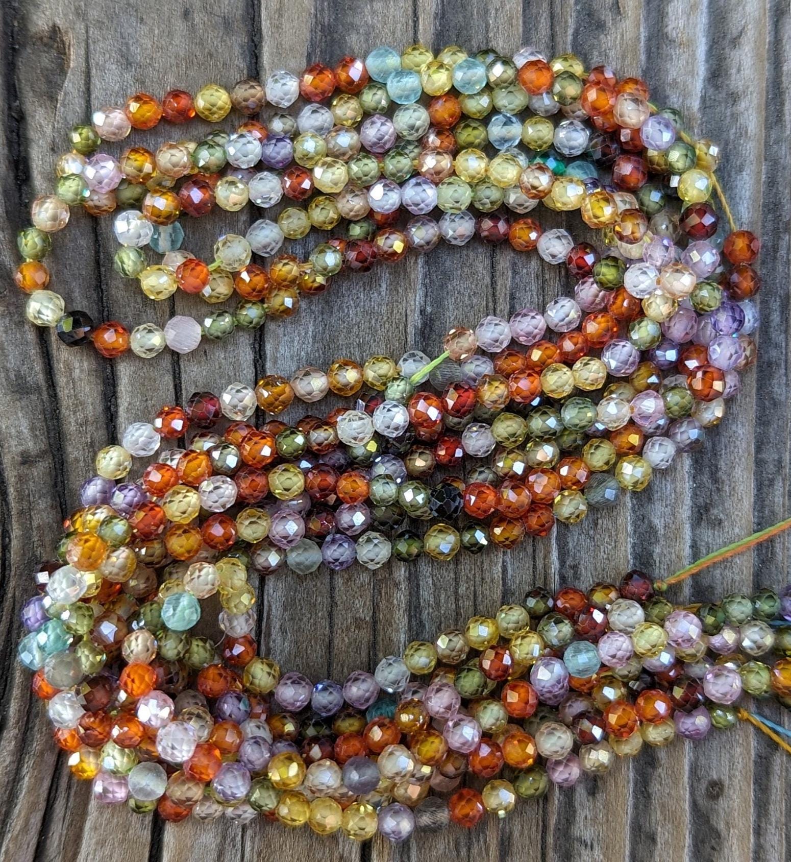 Multicolor Zircon 3mm Faceted Round Beads | 7-1/2" Strand