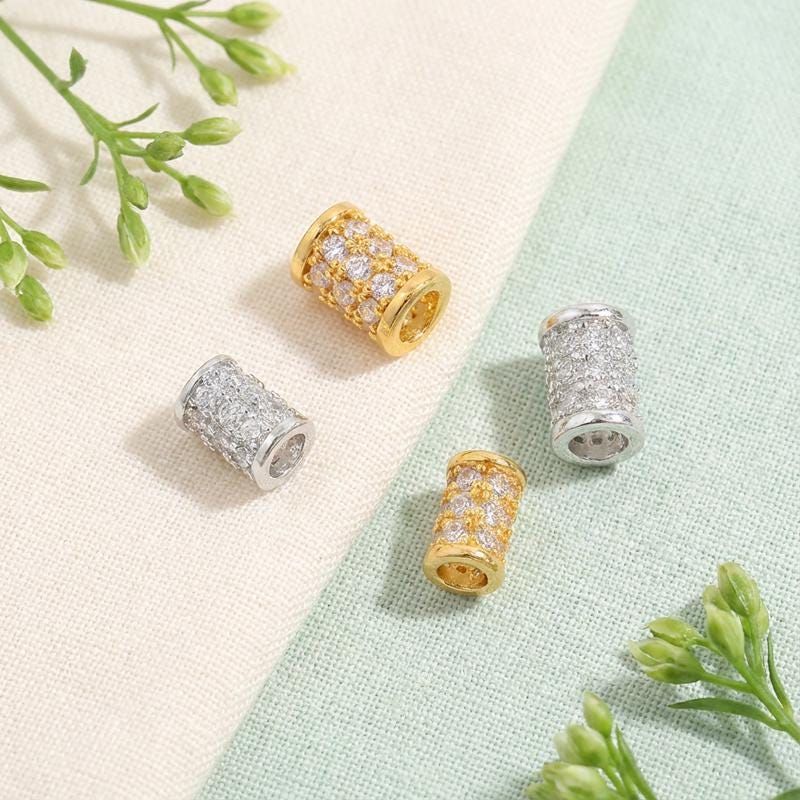 S925 Sterling Silver Zircon Roller Bead 4–6mm, Round Spacer Pendant For Jewelry Making, Rotating Tube Connector Element, 1–5 Pcs