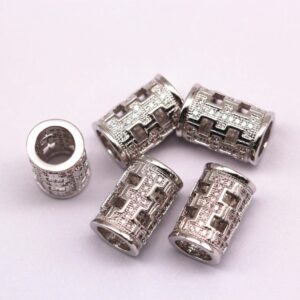 Silver Micro Pave Clear Zircon Cylinder Shape Charm Size 10x15mm Sold Per Piece Silver Micro Pave Clear Zircon Cylinder Shape Charm Size 10x15mm Sold Per Piece