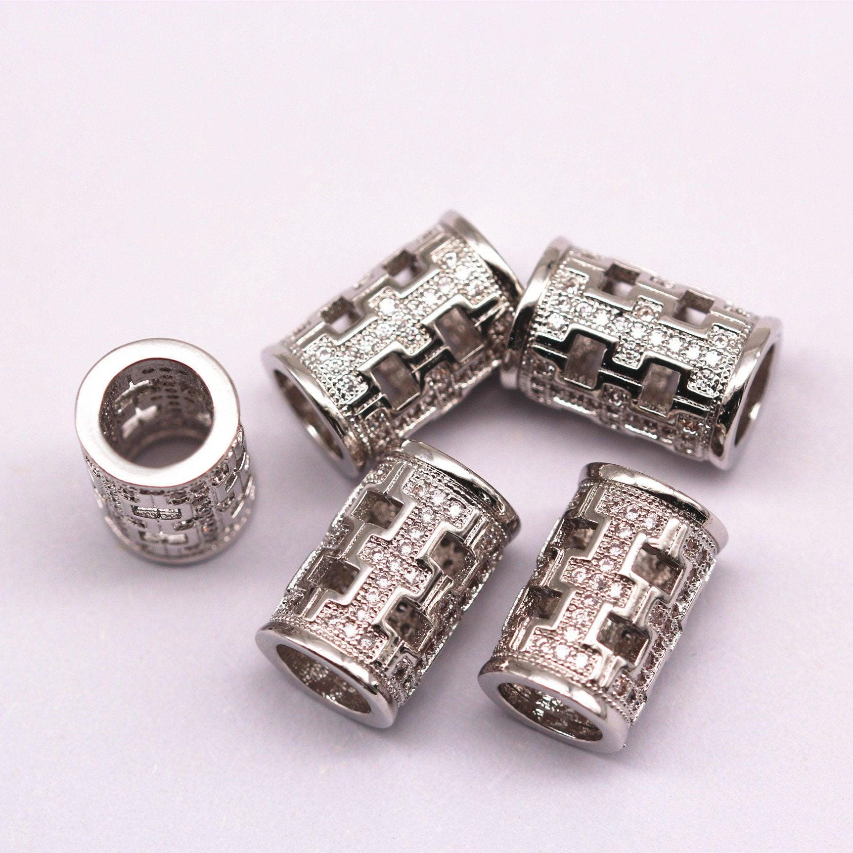 Silver Micro Pave Clear Zircon Cylinder Shape Charm Size 10x15mm Sold Per Piece Silver Micro Pave Clear Zircon Cylinder Shape Charm Size 10x15mm Sold Per Piece
