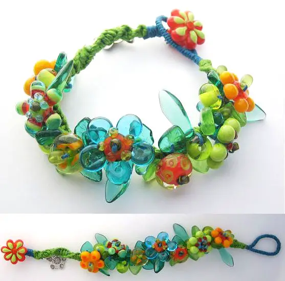 Spring Flowers Knotted Lampwork Bracelet Project