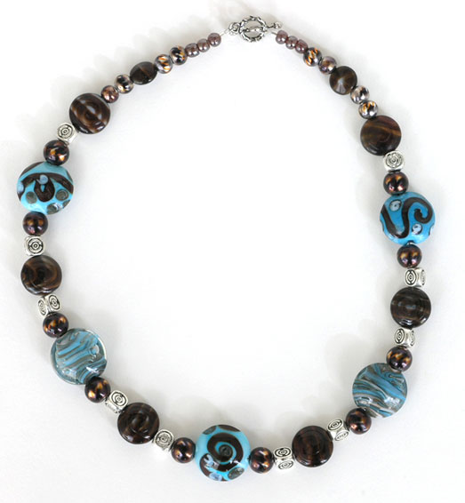 Chocolate And Turquoise Lampwork Bead Necklace Project