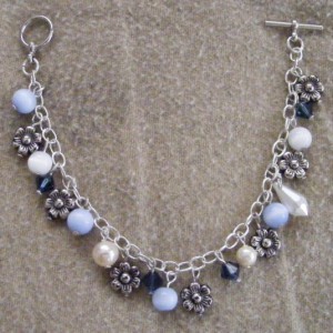 Flower Denim Charm Bracelet Jewelry Idea