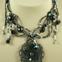 Black Filigree & Hematite Vines Ornate Pendant  Necklace Project