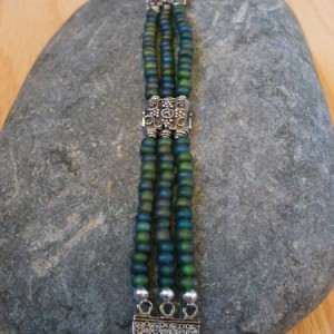 Green Seed Bead Triple Strand Bracelet Jewelry Idea