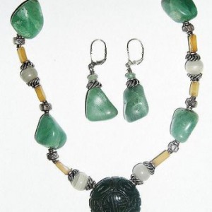 Longevity Jade Pendant Necklace & Earrings Jewelry Idea