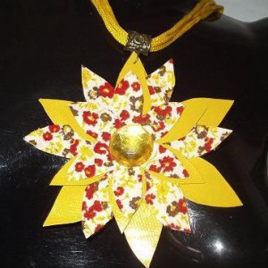 Sunshine Fabric Flower Necklace Jewelry Idea