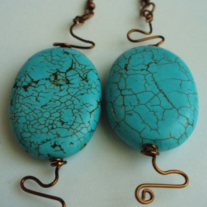 Copper Twist And Torqoise Earrings Jewelry Idea