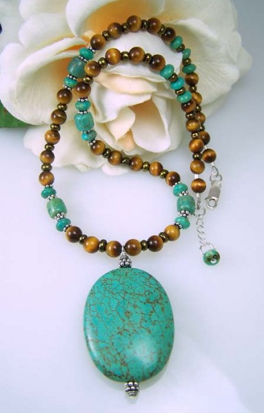 Turquoise And Tiger Eye Gemstone Necklace Project