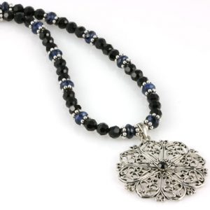 Blue Lapis Filigree Snowflake Pendant Necklace Jewelry Idea