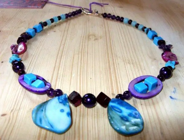 Shell And Amethyst Necklace In Blue and Purple Project