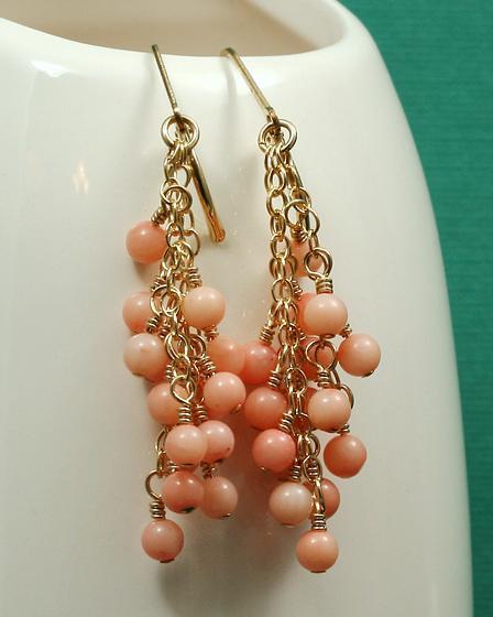 Pink Coral Cluster Gold Filled Earrings Project