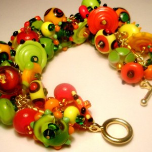 Bold Orange and Green Bracelet Jewelry Idea