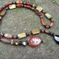 Long Black Brown Gemstone And Copper Necklace Project