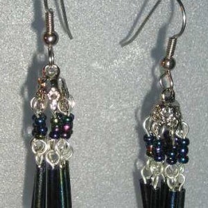 Chandelier Earrings in Black and Silver Jewelry Idea