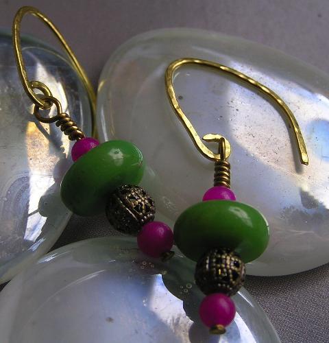 Chrysoprase And Fuchsia Jade Earrings Project