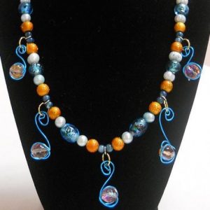 Orange And Blue Swirls Necklace Project