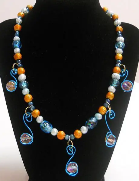 Orange And Blue Swirls Necklace Project