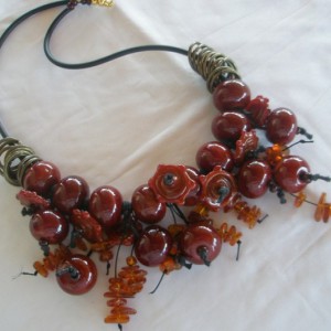 Red Glass Autumn Necklace Jewelry Idea