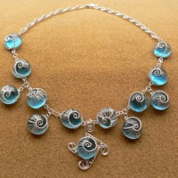 Blue Woven Snails Necklace Project