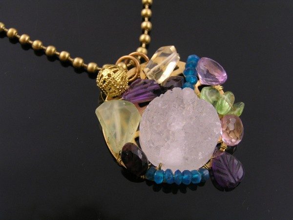 Collage Pendant With White Crystal Agate Druzy Project