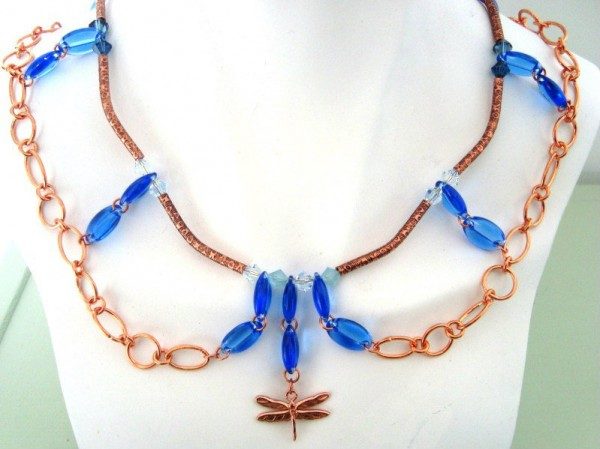 City Necklace – Copper and Blue Swarovski Project