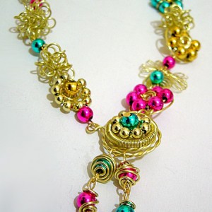Coloured Pon Pon Necklace Jewelry Idea