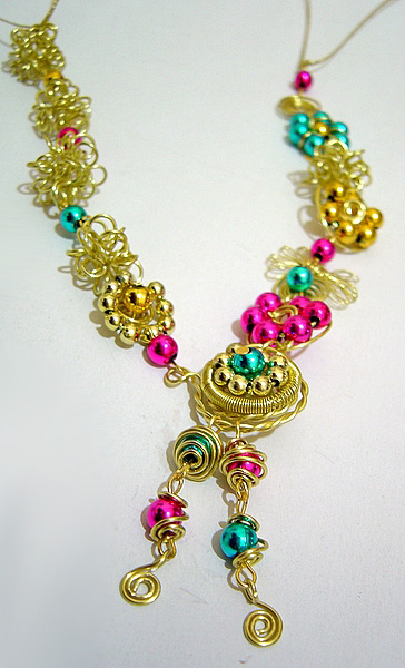 Coloured Pon Pon Necklace Project